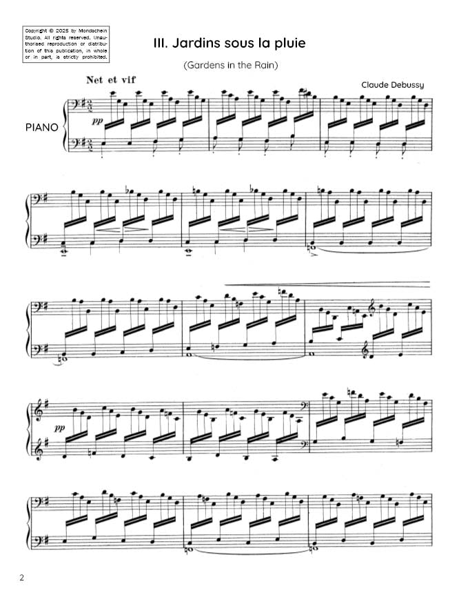 Debussy - Jardins sous la pluie from Estampes (PDF Sheet Music / Digital Download)