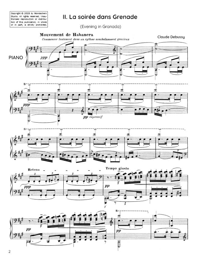Debussy - La soirée dans Grenade from Estampes (PDF Sheet Music / Digital Download)