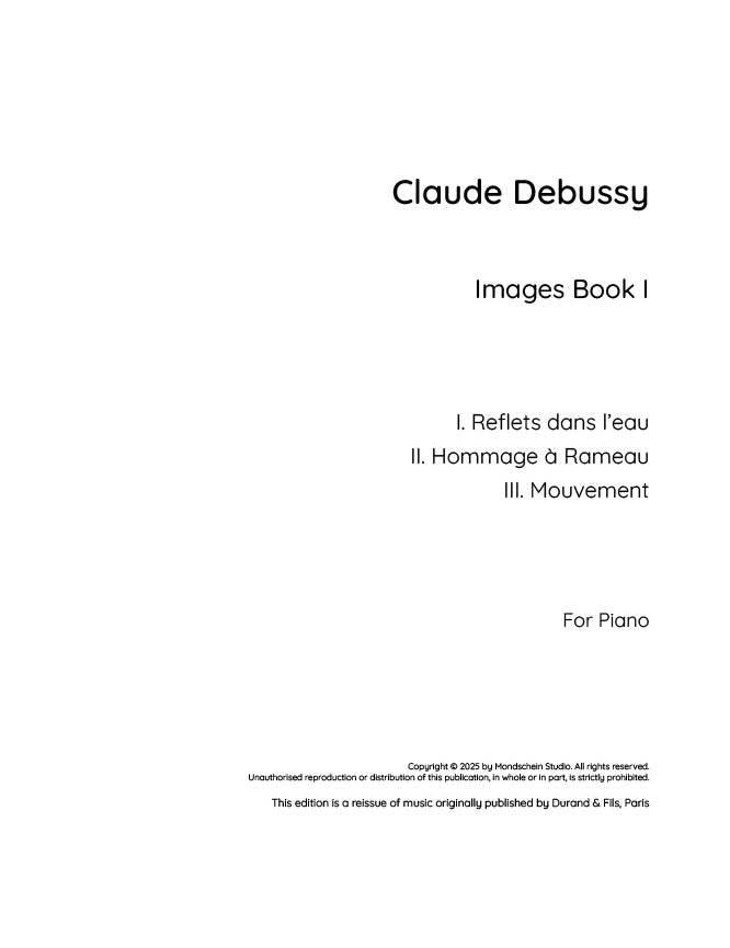 Debussy - Images Book I (PDF Sheet Music / Digital Download)