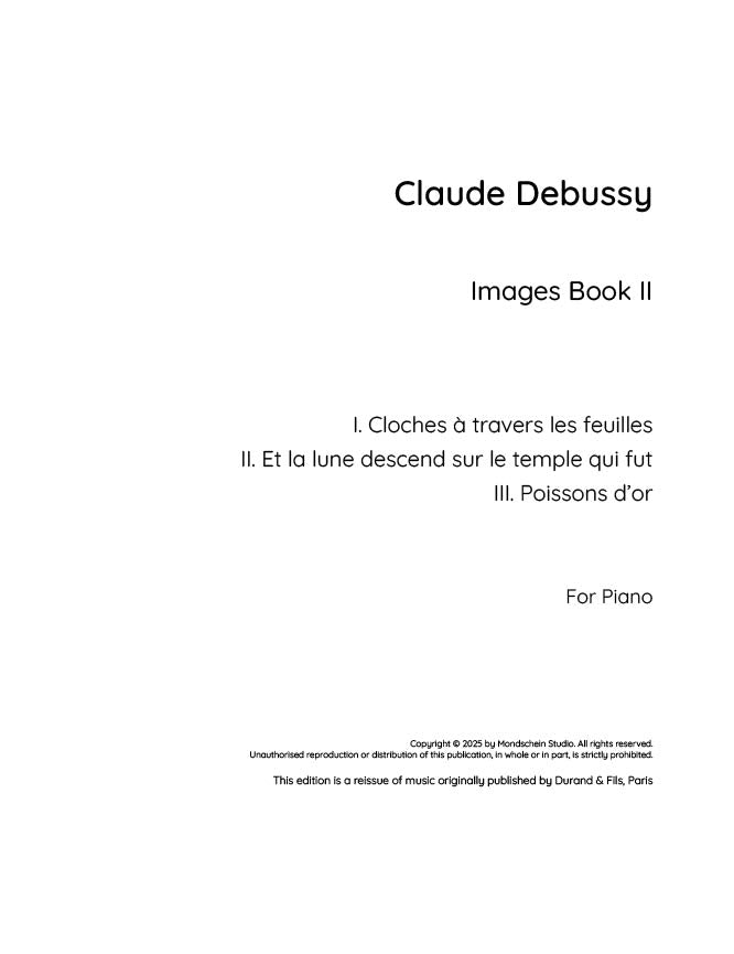Debussy - Images Book II (PDF Sheet Music / Digital Download)