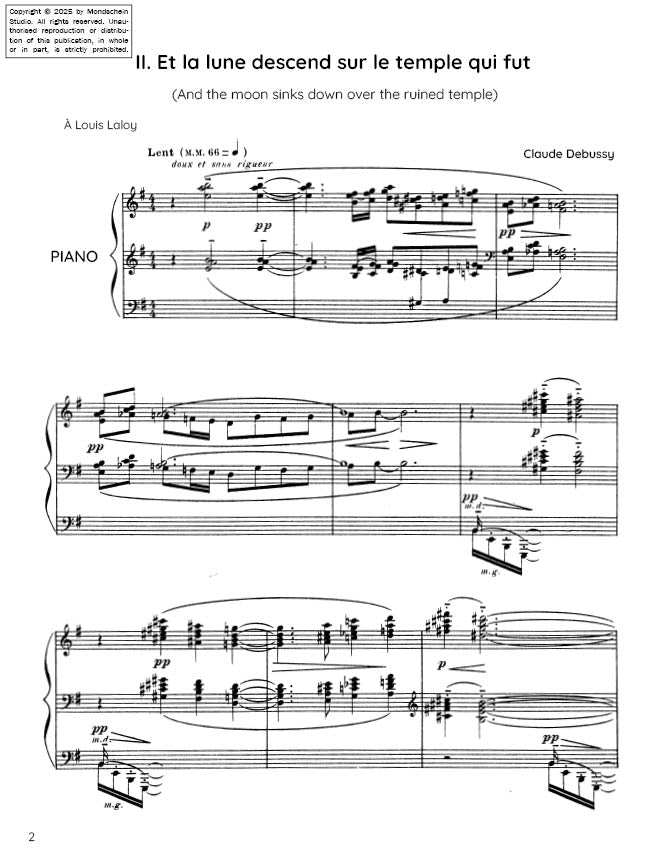 Debussy - Et la lune descend sur le temple qui fut from Images Book II No. 2 (PDF Sheet Music / Digital Download)
