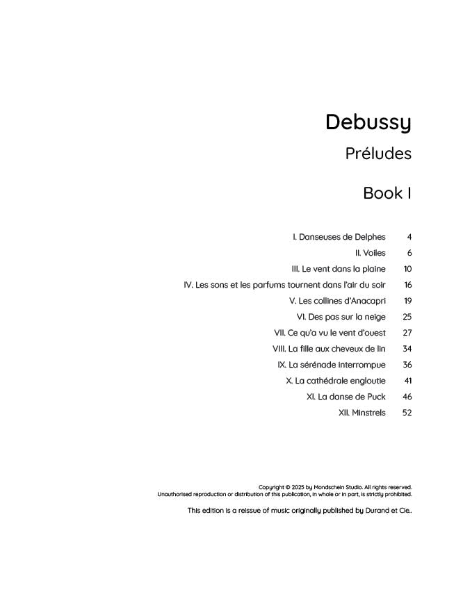 Debussy - Préludes, Book I (PDF Digital Download)