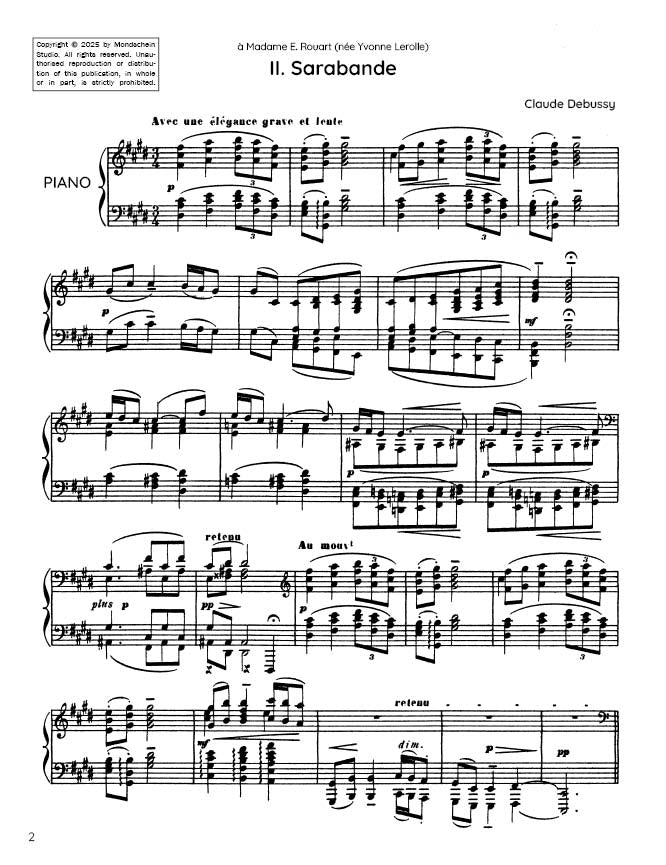 Debussy - Sarabande from Pour le piano (PDF Sheet Music / Digital Download)
