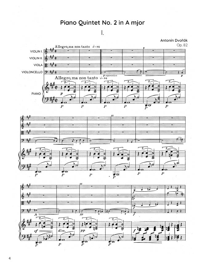 Dvořák - Piano Quintet No. 2 in A major, Op. 81 (PDF Sheet Music / Digital Download)