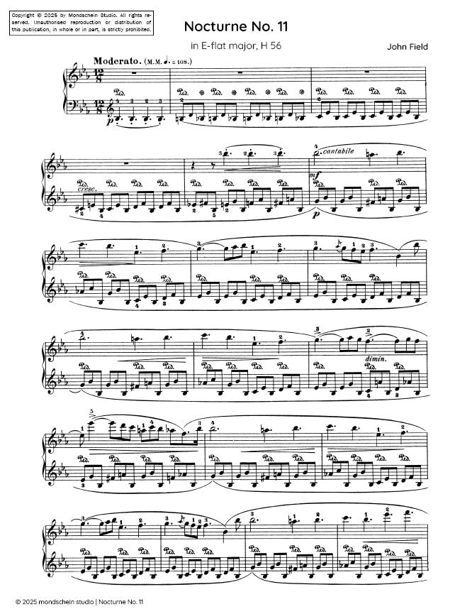 Field - Nocturne No. 11 in E-flat major, H 56 (PDF Sheet Music / Digital Download)