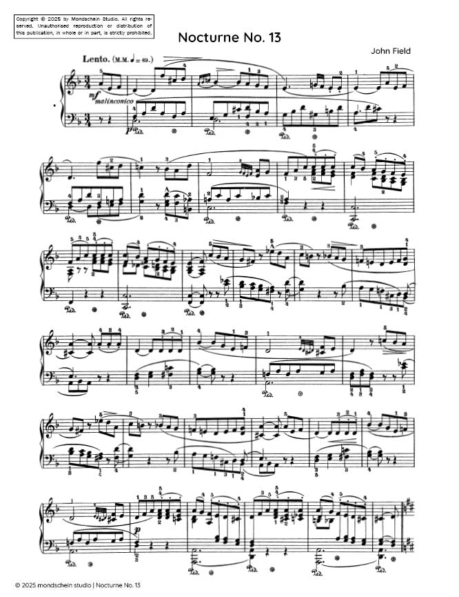 Field - Nocturne No. 13 in D minor, H 59 (PDF Sheet Music / Digital Download)