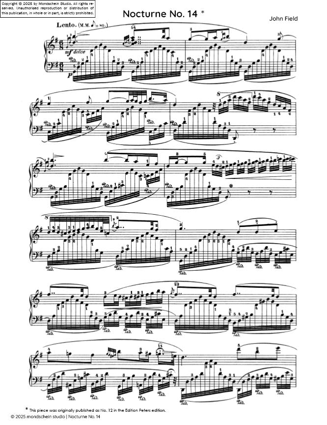 Field - Nocturne No. 14 in G major, H 58 (PDF Sheet Music / Digital Download)