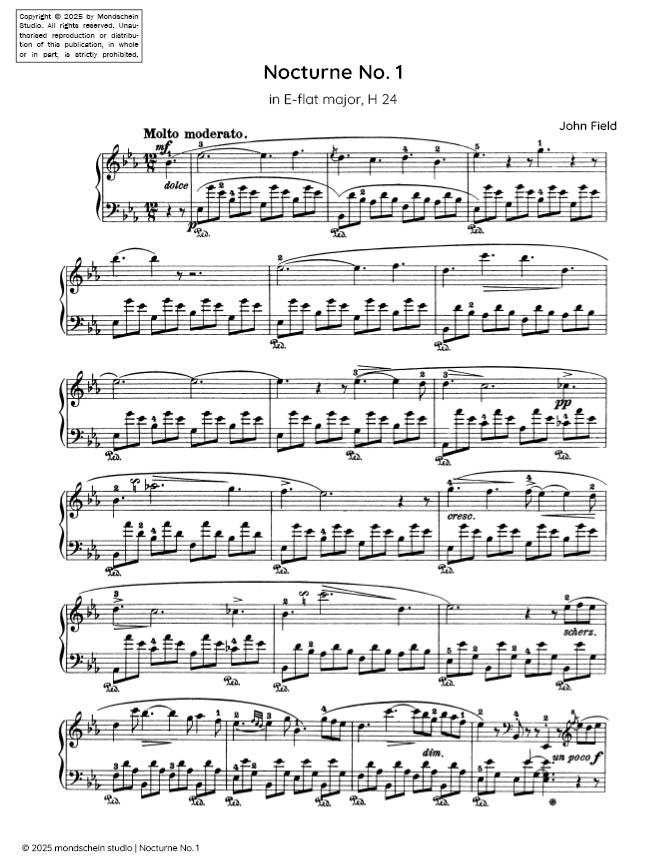Field - Nocturne No. 1 in E-flat major, H 24 (PDF Sheet Music / Digital Download)