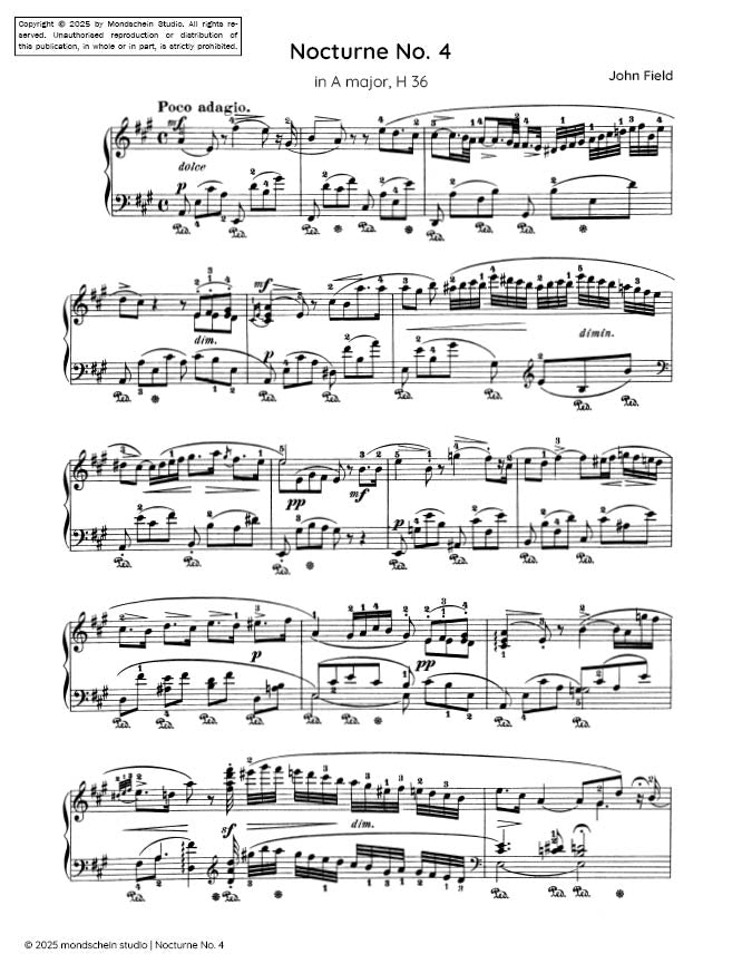 Field - Nocturne No. 4 in A major, H 36 (PDF Sheet Music / Digital Download)