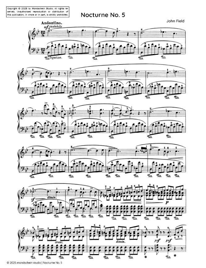 Field - Nocturne No. 5 in B-flat major, H 37 (PDF Sheet Music / Digital Download)