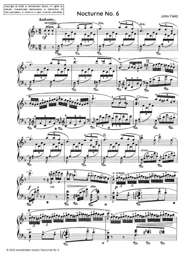 Field - Nocturne No. 6 in F major, H 40 (PDF Sheet Music / Digital Download)