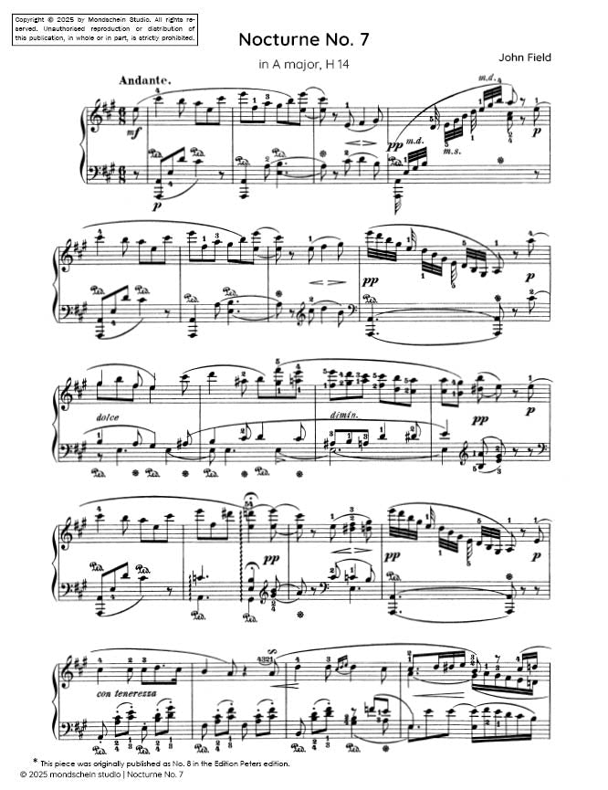 Field - Nocturne No. 7 in A major, H 14 (PDF Sheet Music / Digital Download)