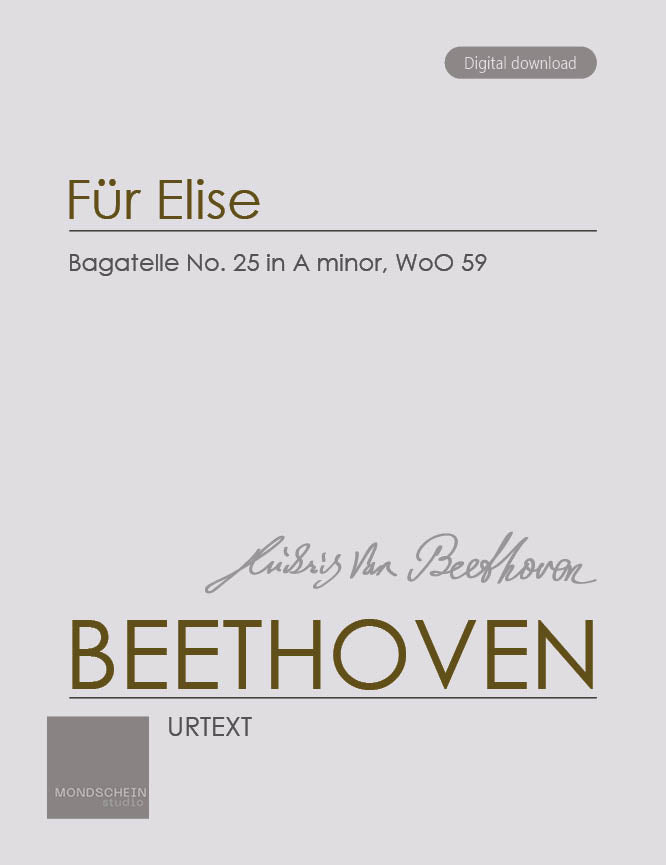 Beethoven - "Für Elise", Bagatelle No. 25 in A minor, WoO 59 (PDF Digital Download | Printed Sheet Music)