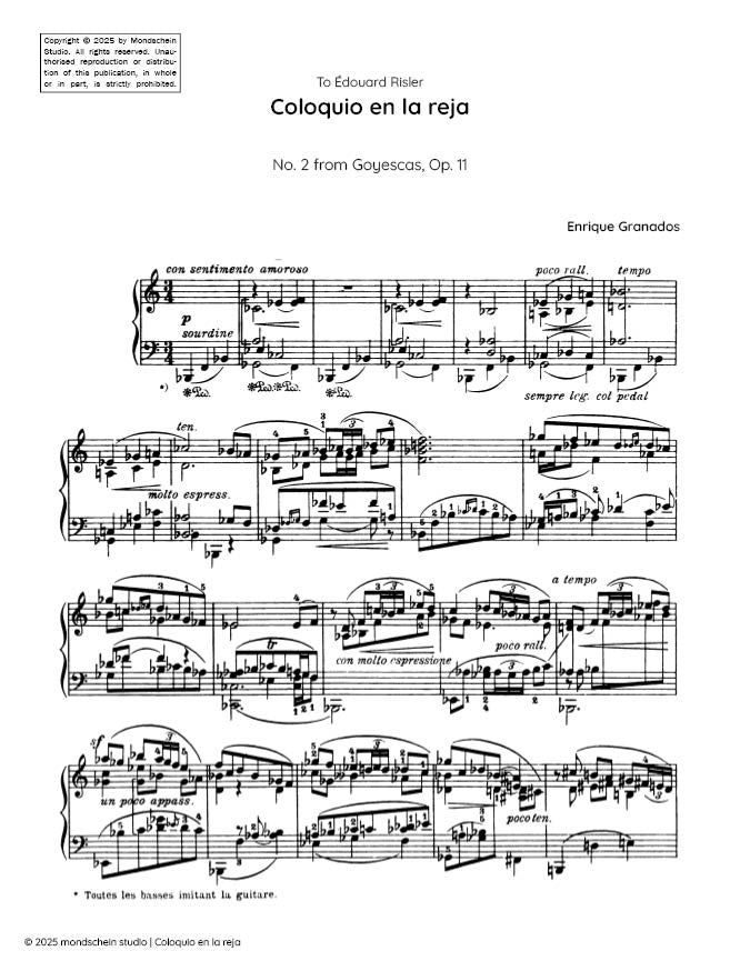 Granados - Coloquio en la reja, No. 2 from Goyescas, Op. 11 (PDF Sheet Music / Digital Download)