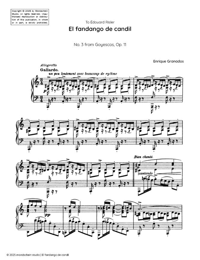 Granados - El fandango de candil, No. 3 from Goyescas, Op. 11 (PDF Sheet Music / Digital Download)