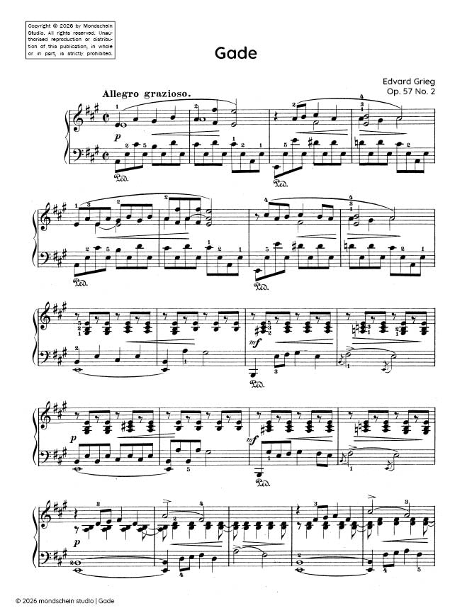 Grieg - Gade, Op. 57 No. 2 (PDF Sheet Music / Digital Download)
