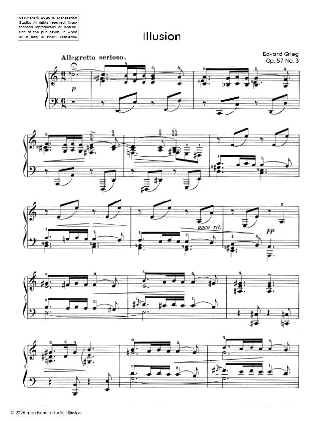 Grieg - Illusion, Op. 57 No. 3 (PDF Sheet Music / Digital Download)
