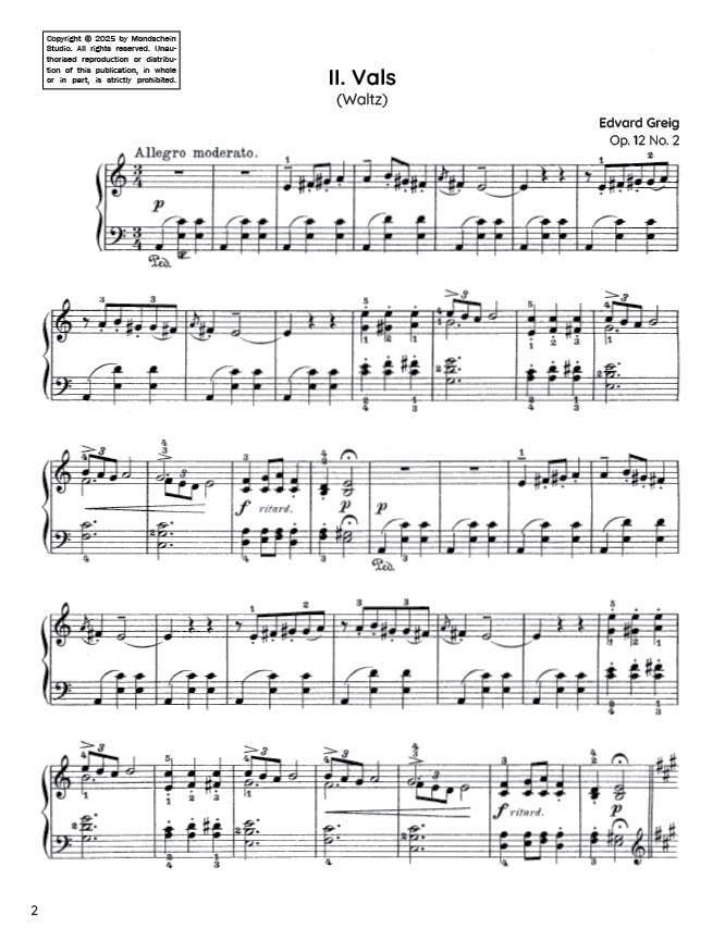 Grieg - Waltz, Op. 12 No. 2 (PDF Sheet Music / Digital Download)