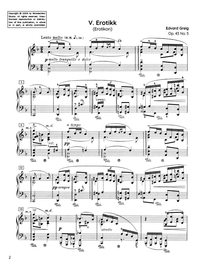 Grieg - Erotikon, Op. 43 No. 5 (PDF Sheet Music / Digital Download)