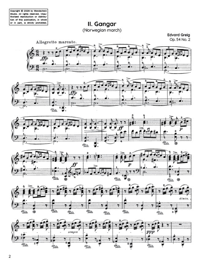 Grieg - Gangar (Norwegian March), Op. 54 No. 2 (PDF Sheet Music / Digital Download)