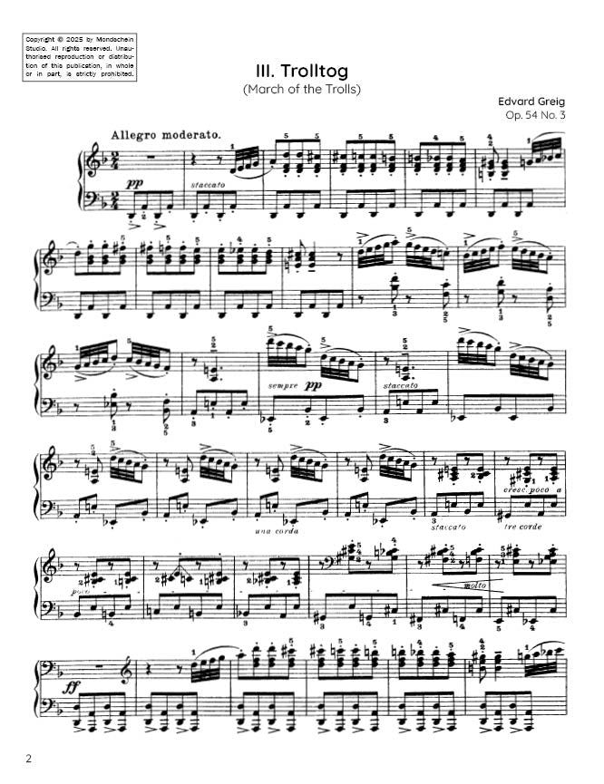 Grieg - March of the Trolls, Op. 54 No. 3 (PDF Sheet Music / Digital Download)