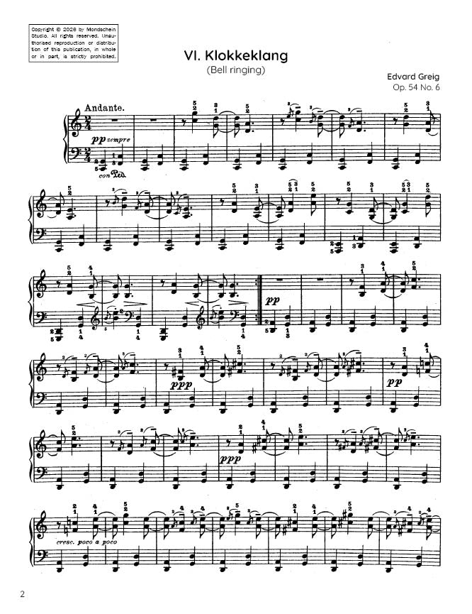 Grieg - Klokkeklang (Bell ringing), Op. 54 No. 6 (PDF Sheet Music / Digital Download)
