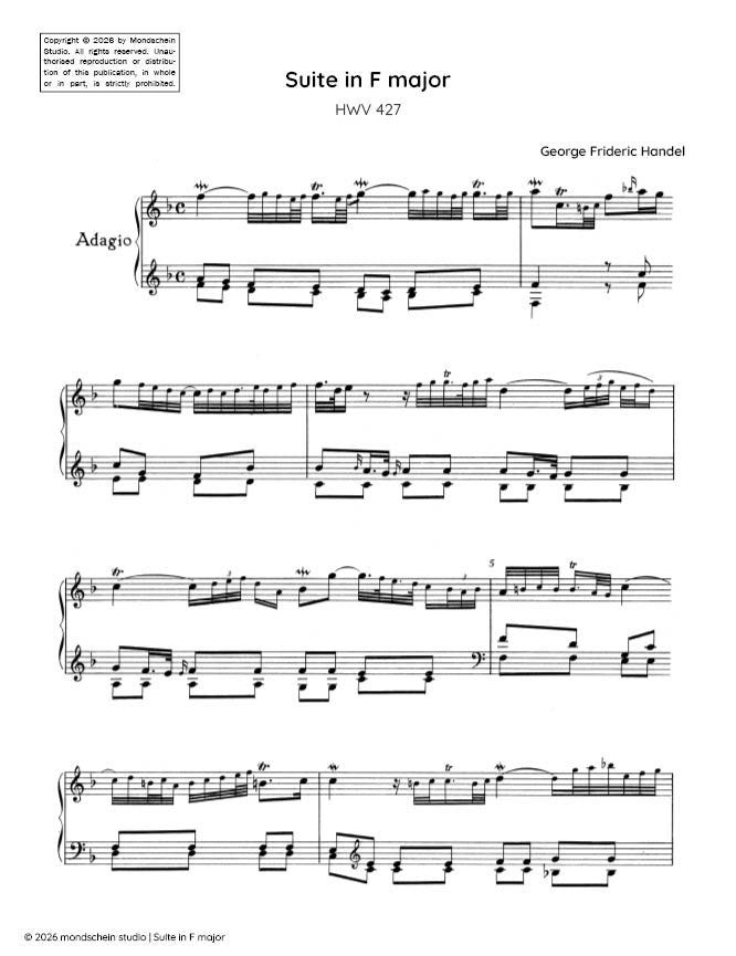 Handel - Keyboard Suite in F major, HWV 427 (PDF Sheet Music / Digital Download)