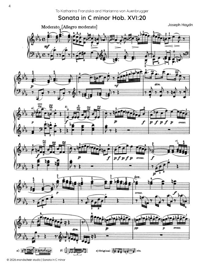 Haydn - Sonata in C minor, Hob. XVI:20 (PDF Sheet Music / Digital Download)