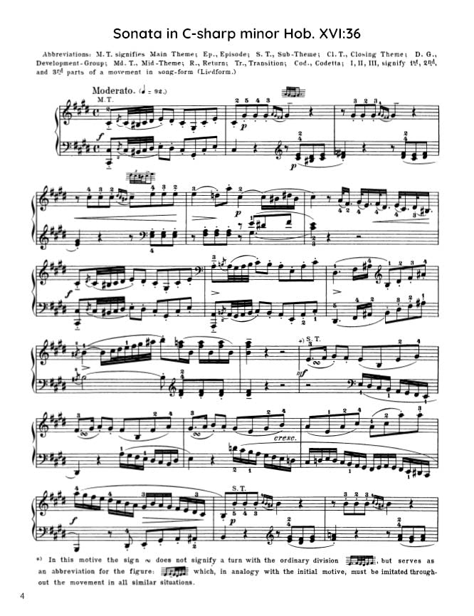 Haydn - Sonata in C-sharp minor, Hob. XVI:36 (PDF Sheet Music / Digital Download)