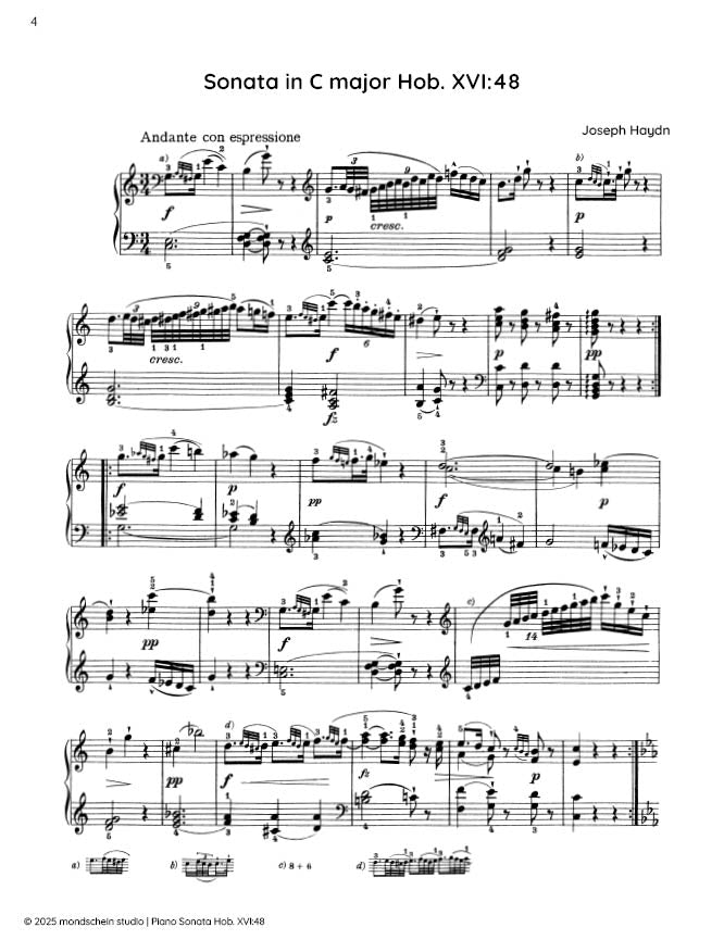 Haydn - Sonata in C major, Hob. XVI:48 (PDF Sheet Music / Digital Download)