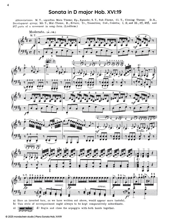 Haydn - Sonata in D major, Hob. XVI:19 (PDF Sheet Music / Digital Download)