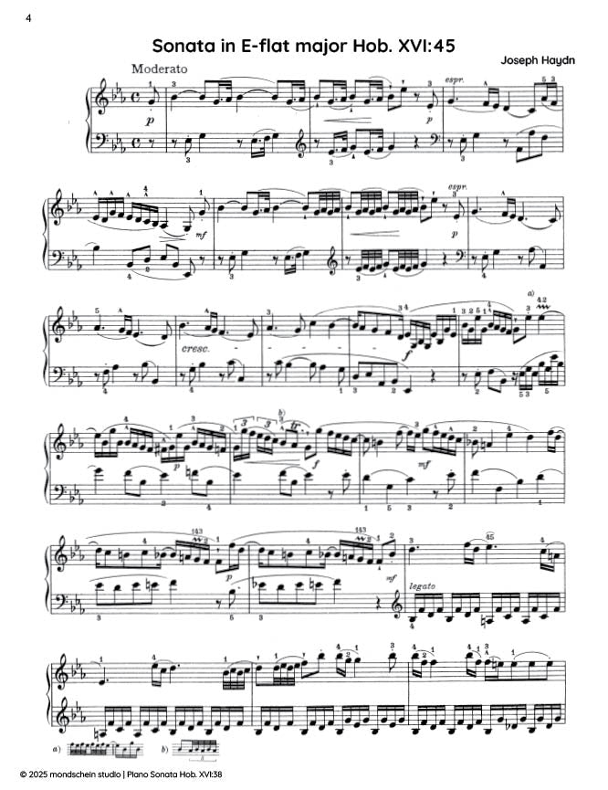 Haydn - Sonata in E-flat major, Hob. XVI:45 (PDF Sheet Music / Digital Download)