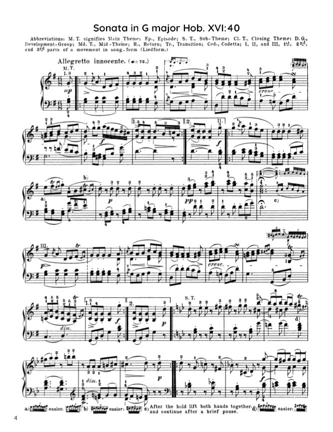 Haydn - Sonata in G major, Hob. XVI:40 (PDF Sheet Music / Digital Download)