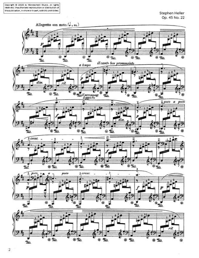 Heller - Etude in D major, Op. 45 No. 22 (PDF Sheet Music / Digital Download)