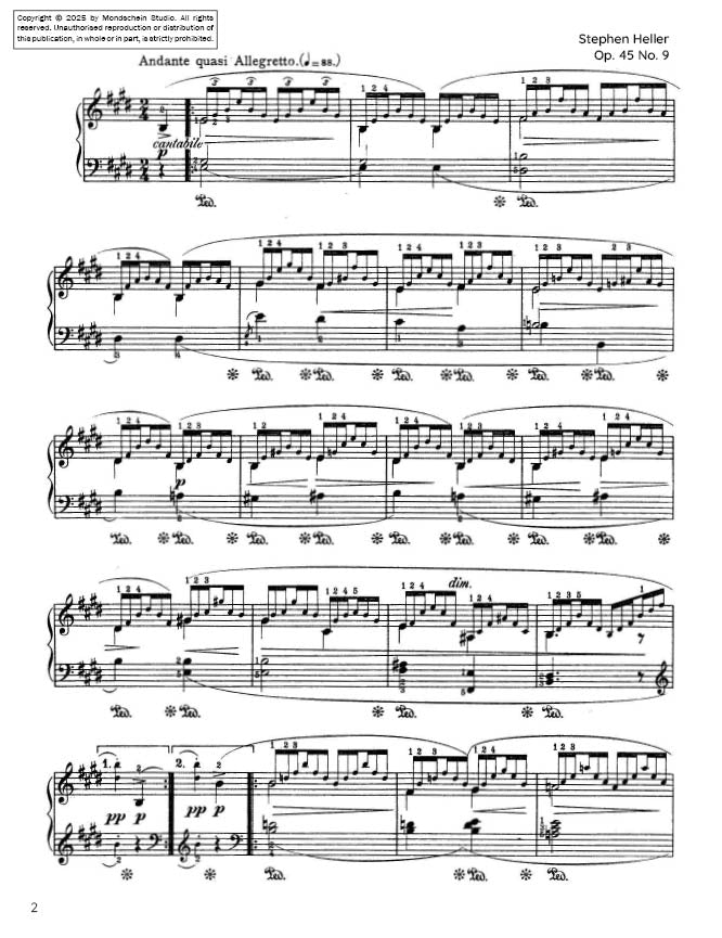 Heller - Etude in E major, Op. 45 No. 9 (PDF Sheet Music / Digital Download)