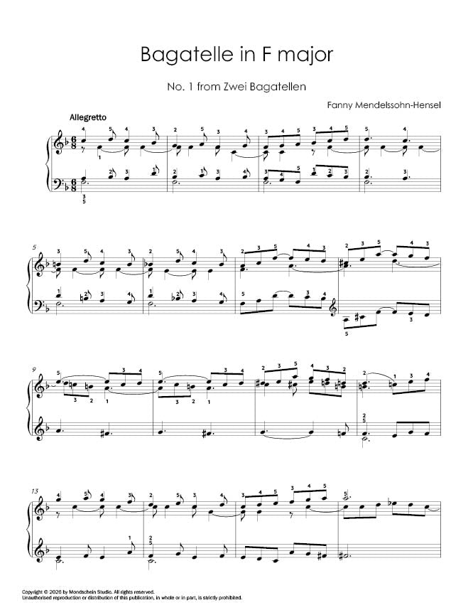 Hensel - Bagatelle in F major (PDF Digital Download | Printed Sheet Music)