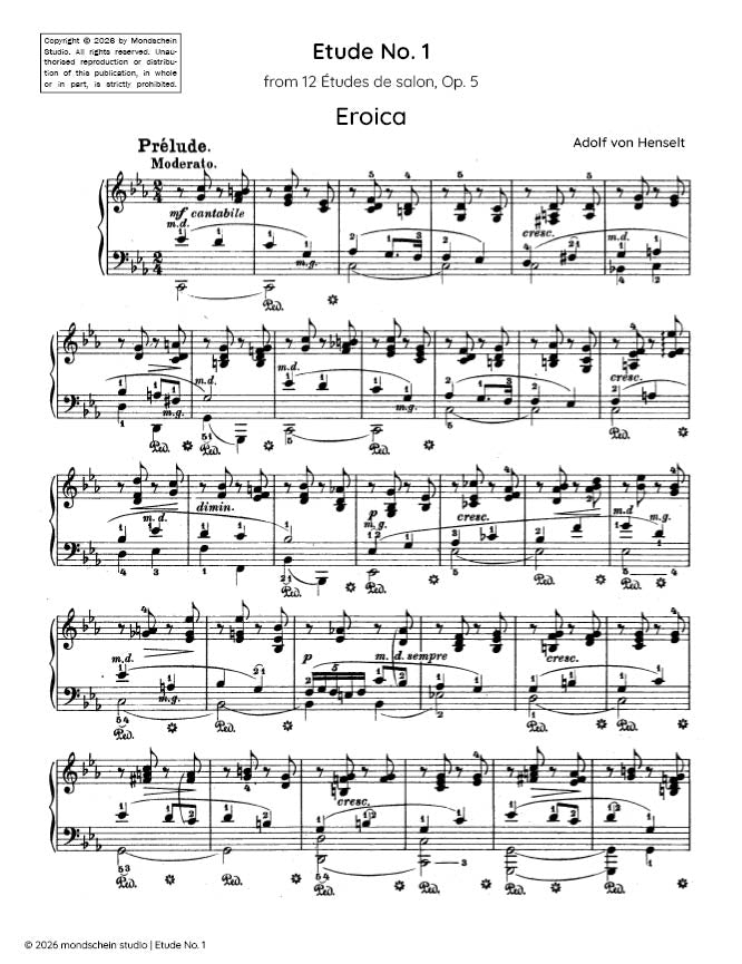 Henselt - Etude No. 1 (Eroica) from 12 Études de salon, Op. 5 (PDF Sheet Music / Digital Download)