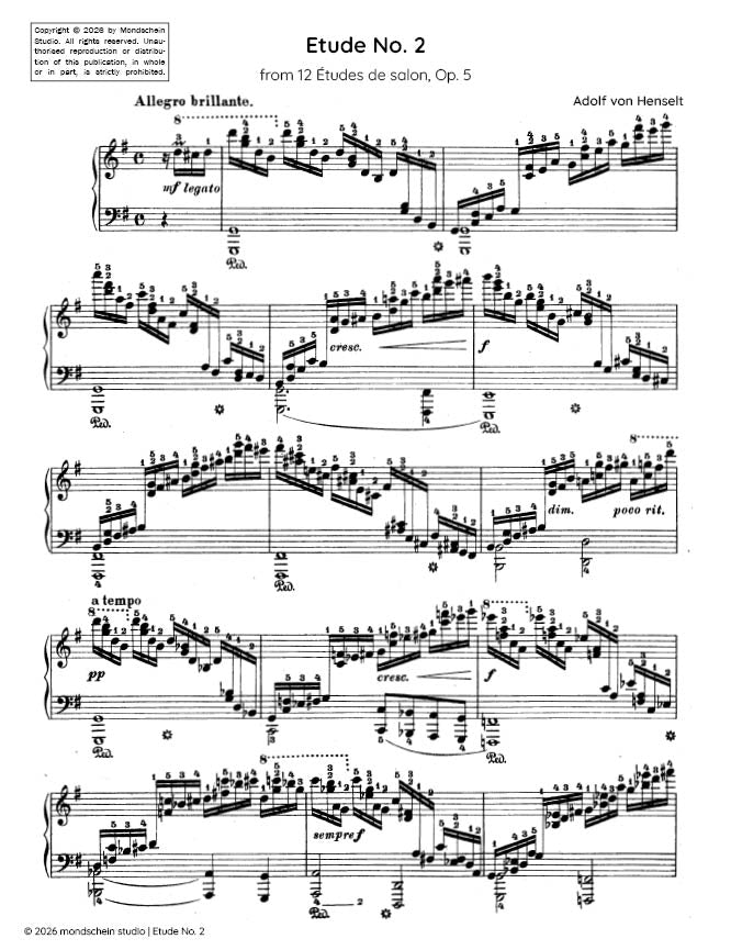 Henselt - Etude No. 2 from 12 Études de salon, Op. 5 (PDF Sheet Music / Digital Download)