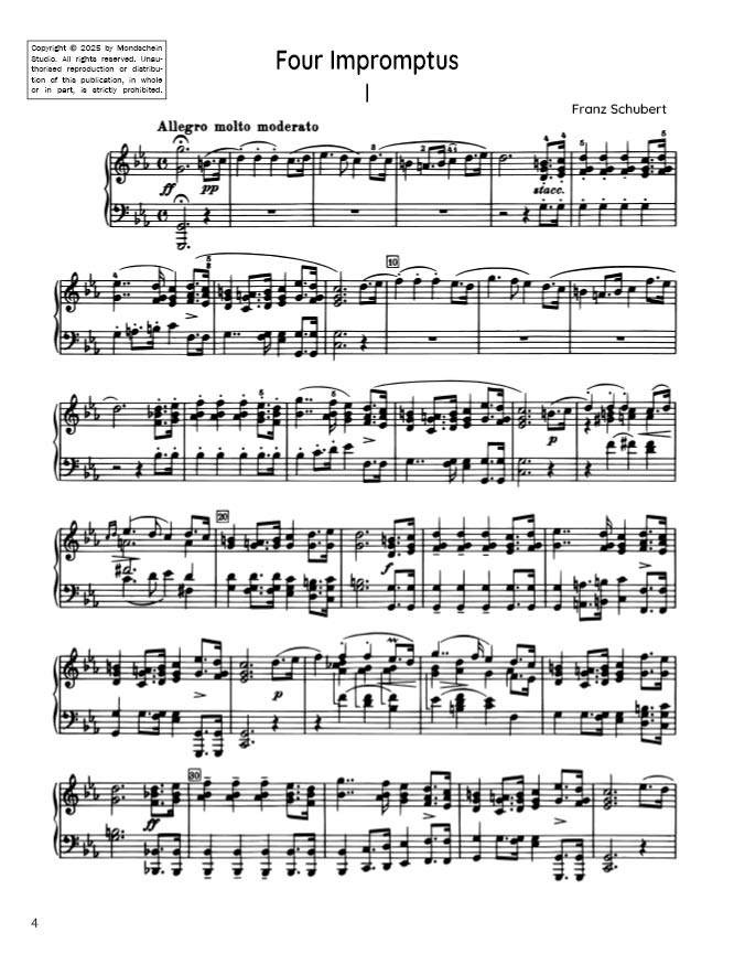 Schubert - Four Impromptus, D 899 (PDF Sheet Music / Digital Download)