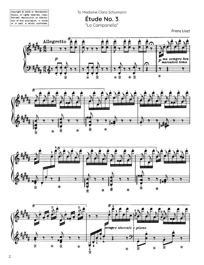 Liszt - Grandes études de Paganini No. 3 - "La Campanella" (PDF Sheet Music / Digital Download)