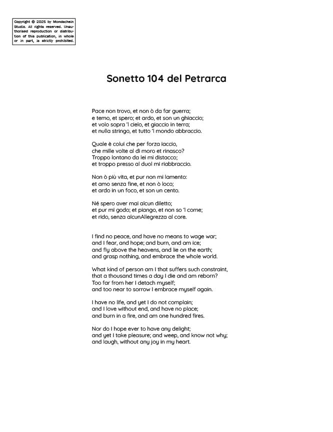 Liszt - Années de pèlerinage I - 5. Sonetto 104 del Petrarca (PDF Sheet Music / Digital Download)