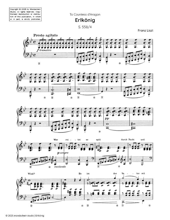 Liszt - Erlkönig, S. 558/4 (PDF Sheet Music / Digital Download)