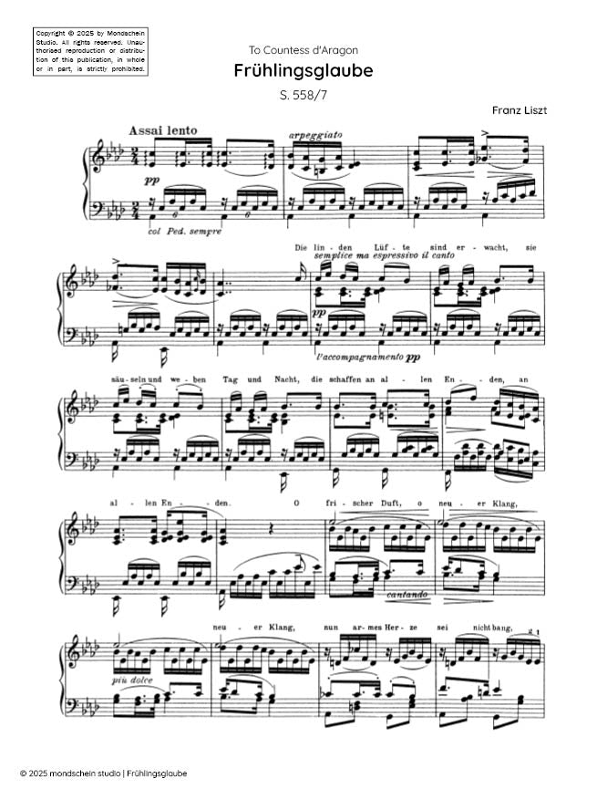 Liszt - Frühlingsglaube, S. 558/7 (PDF Sheet Music / Digital Download)