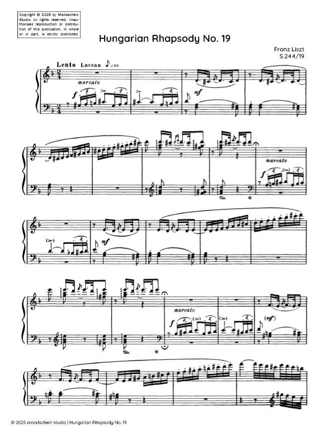 Liszt - Hungarian Rhapsody No. 19, S.244/19 (PDF Sheet Music / Digital Download)