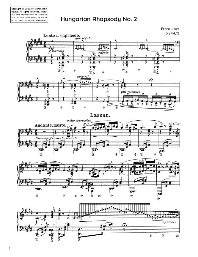 Liszt - Hungarian Rhapsody No. 2, S.244/2 (PDF Sheet Music / Digital Download)