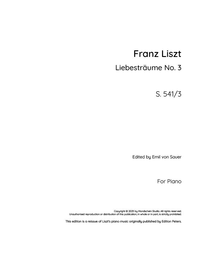 Liszt - Liebesträume No. 3 (PDF Digital Download)