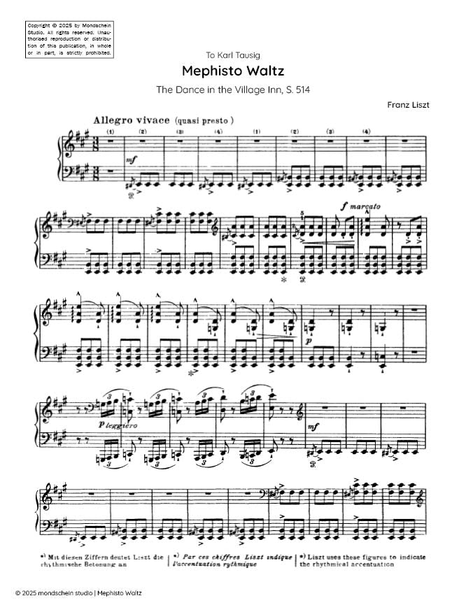 Liszt - Mephisto Waltz No. 1, S. 514 (PDF Sheet Music / Digital Download)