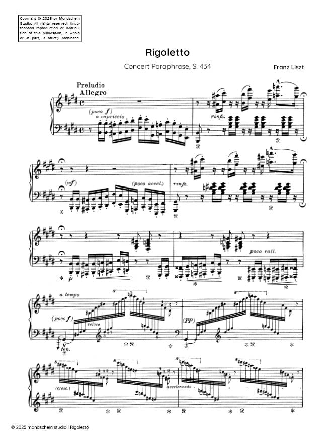 Liszt - Rigoletto Concert Paraphrase, S. 434 (PDF Sheet Music / Digital Download)