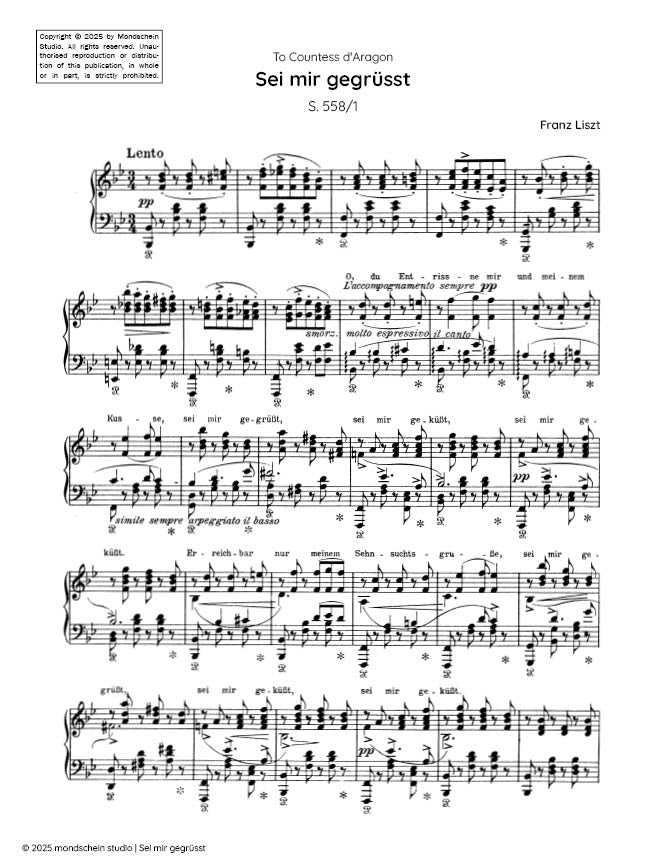 Liszt - Sei mir gegrüsst, S. 558/1 (PDF Sheet Music / Digital Download)