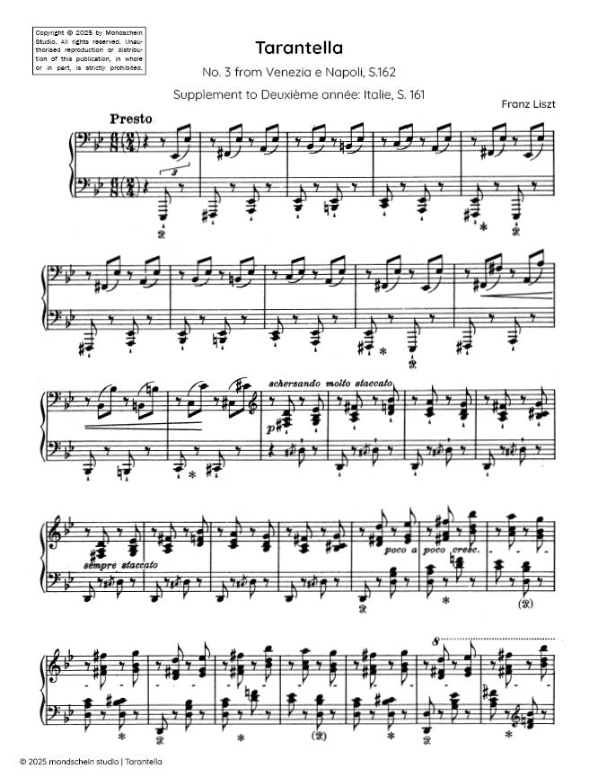 Liszt - Tarantella, No. 3 from Venezia e Napoli, S.162/3 (PDF Sheet Music / Digital Download)